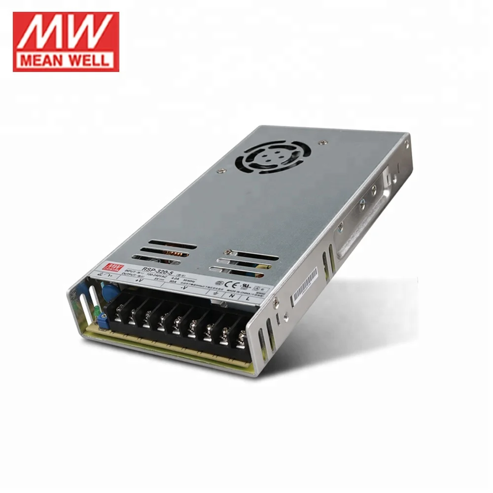 Original MeanWell  RSP-320-5/12 Switching Mode Power Supply PFC;AC100-240V input;5V/12 320W output suitable for EU country