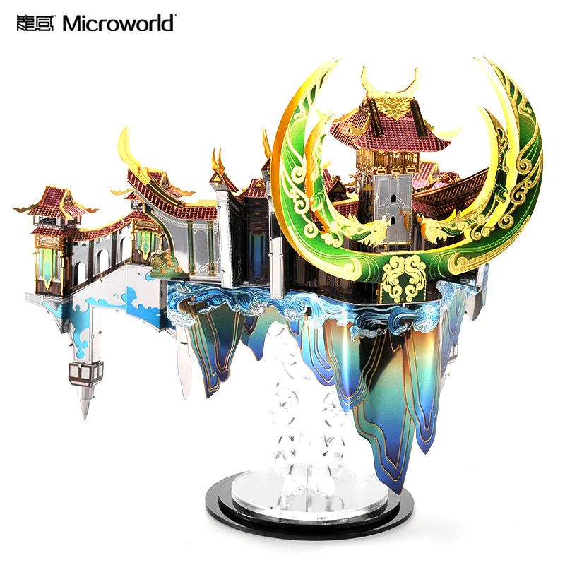 Microworld Dragon Palace building model kits DIY laser cutting Jigsaw puzzle model 3D metal Puzzle Toys for Children Gift