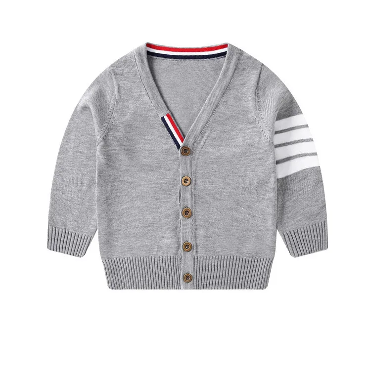 Suéter de punto con cuello en V para niños, cárdigan de punto a rayas, Top de Navidad, TP19031, nuevo, Otoño e Invierno