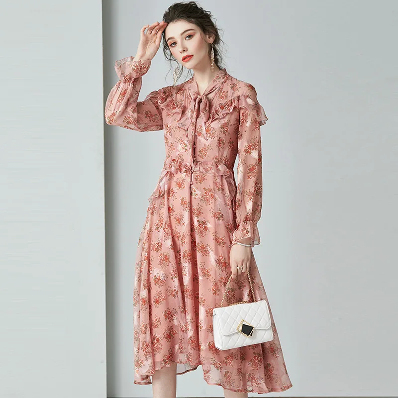 

pink chiffon floral maxi dress women femme 2020 summer long work boho beach office sexy party luxury dresses plus size v neck