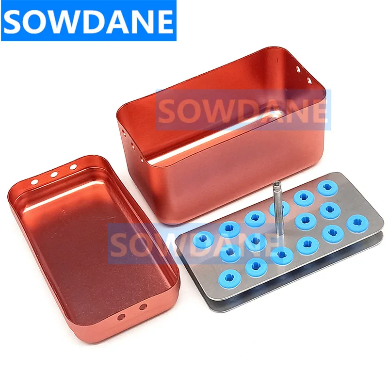16 Holes Dental Sterilization Box Endo Box Bur Disinfection Holder Case for Ultrasonic Sonic Scaler Tip Working Tip Disinfection