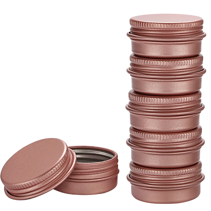 

100Pcs Empty Matte Rose Gold Aluminum Jar Tin 5g 10g 15g 30g 50g 60g Pot Nail Art Makeup Lip Gloss Empty Cosmetic Tins Container