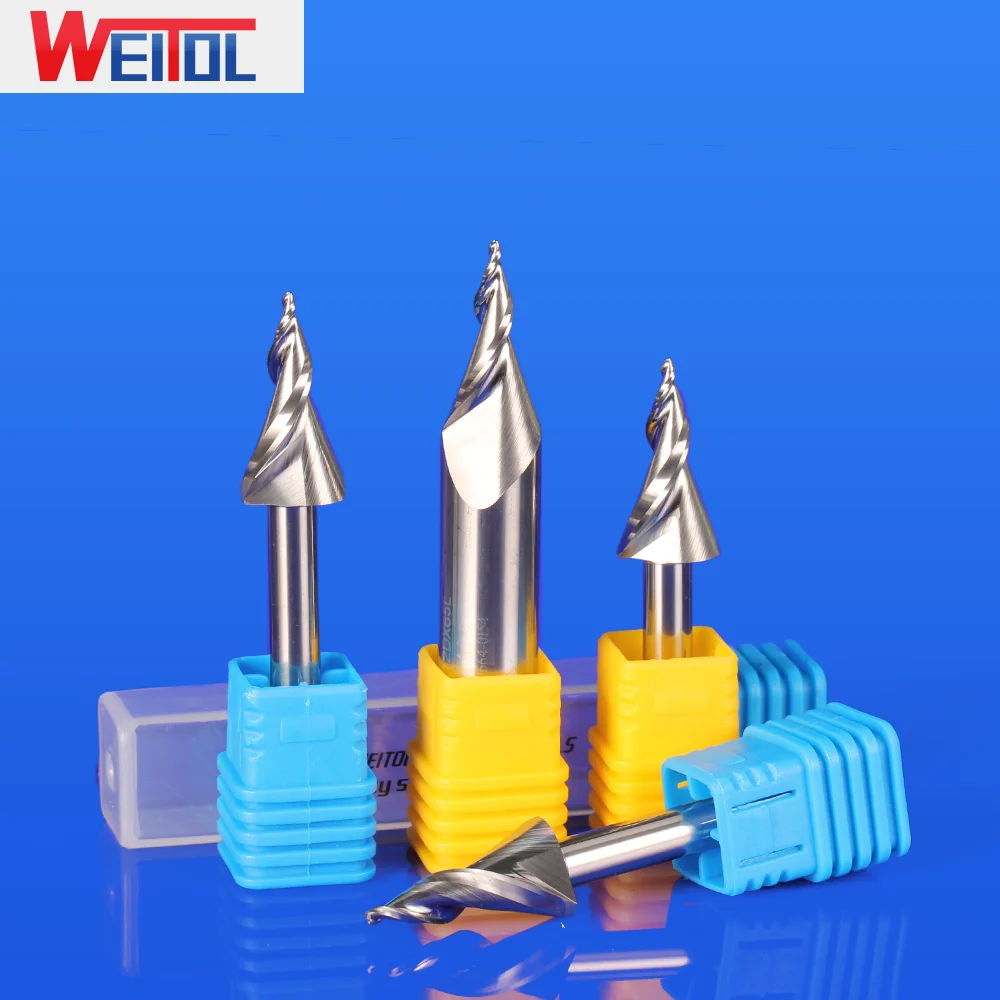 Imagem -03 - Weitol-luminosa Palavra Gravura Faca Mini Cortador de Acrílico Word Fresa Duas Flautas Router Bits Ferramentas Especiais