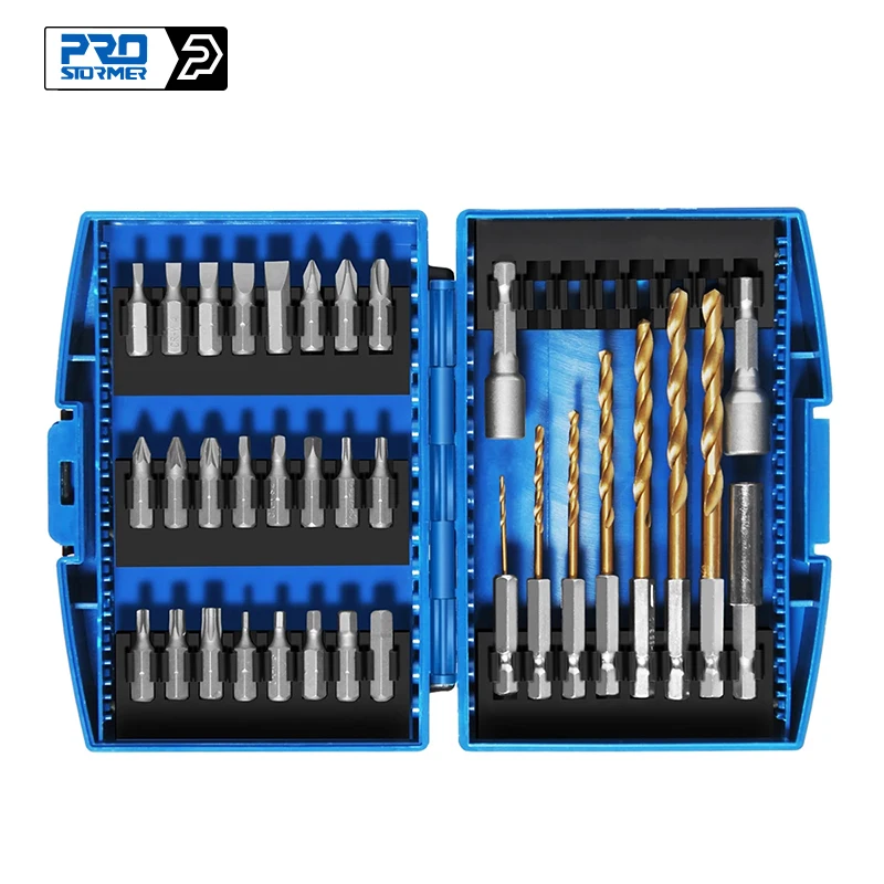 PROSTORMER 34pcs Screwdriver Bit & Nut Driver Set Phillips/Slotted Bits Magnetic Multi Tool Home Appliances Repair Hand Tool