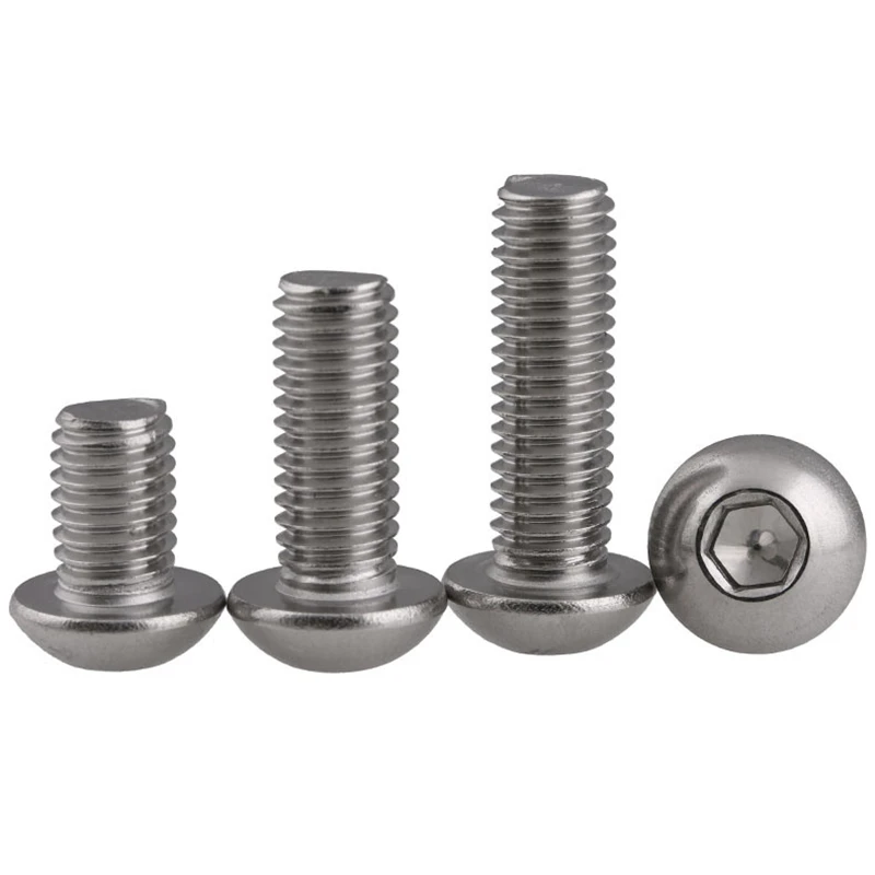 5-50p ISO7380 M2 M2.5 M3 M4 M5 M6 M8 304 A2 Round Stainless Steel or Black G10.9 Hex Socket screw Button Head Allen Bolt Screws