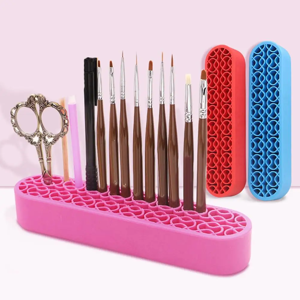 Silicone Nail Pen Holder Makeup Brush Display Stand Storage Case Desk Organizer makeup tool Display Carrier Storage Tips Salon