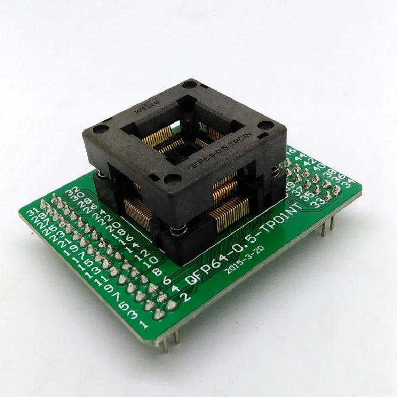 QFP64/TQFP/LQFP64 64pin Open-top Structure Burn in Socket Pitch0.5 Test Flash Programming ZIF adapter 64pin connector seat 5-30V