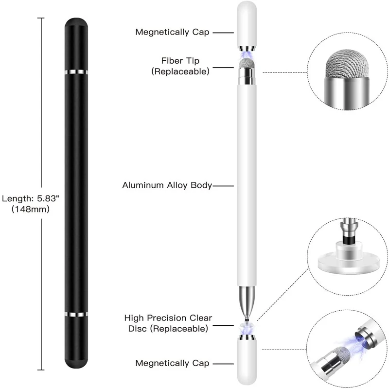 Universal 2 in 1 Fiber Stylus Pen Cтилус Pencil for Apple Ipad Xiaomi Capacitive Touch Pens for All Capacitive Screens Tablet