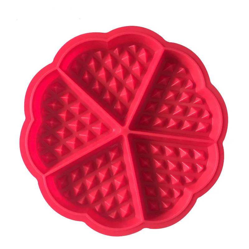 HMROVOOM 5 consecutive heart-shaped waffle molds round waffle cake molds love cake molds Belgian molds