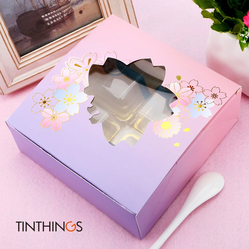 

100PCS Gift Box Packaging Paper Muffin Cup Cake Box Window Golden Cherry Candy Box Wedding Party Favor Birthday Macron Cardboard
