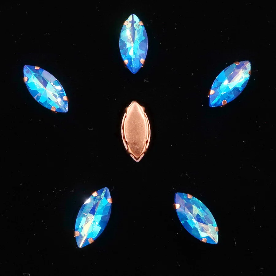 Pferdeaugenförmige Goldklauenfassungen, Jelly Candy Glas & AB Farben Kristall 7*15mm 20 Stück/Packung, zum Aufnähen, Strassperlen, Kleidung, DIY-Verzierung – Detail 12