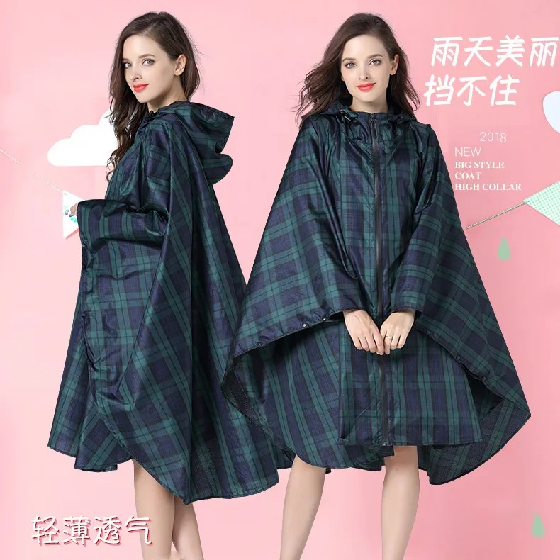 

Cloak Raincoat For Men And Women Light Hiking Plus Size Electric Car Plaid Poncho Female Adult Single Bike Waterproof