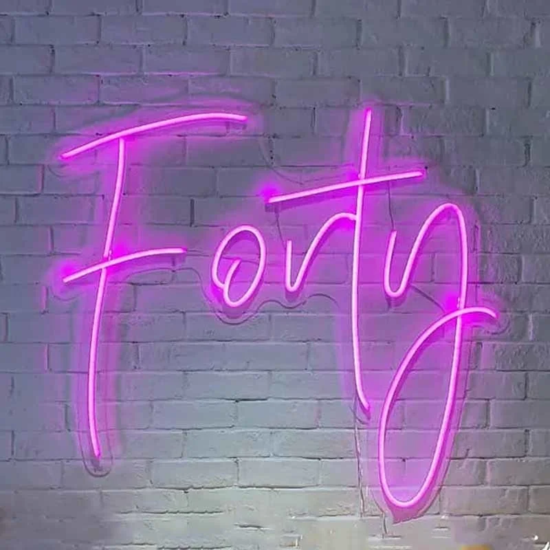 

OHANEONK Custom Led Forty 40 Happy Birthday Backdrop Neon Light Sign for Home Bar Wall Bedroom Party Decorative Gifr