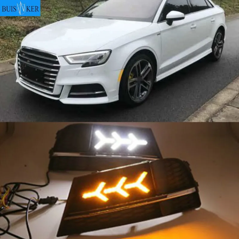 

1set For Audi A3 2017 2018 2019 LED DRL Daytime driving Running Lights Daylight waterproof with turn Signal