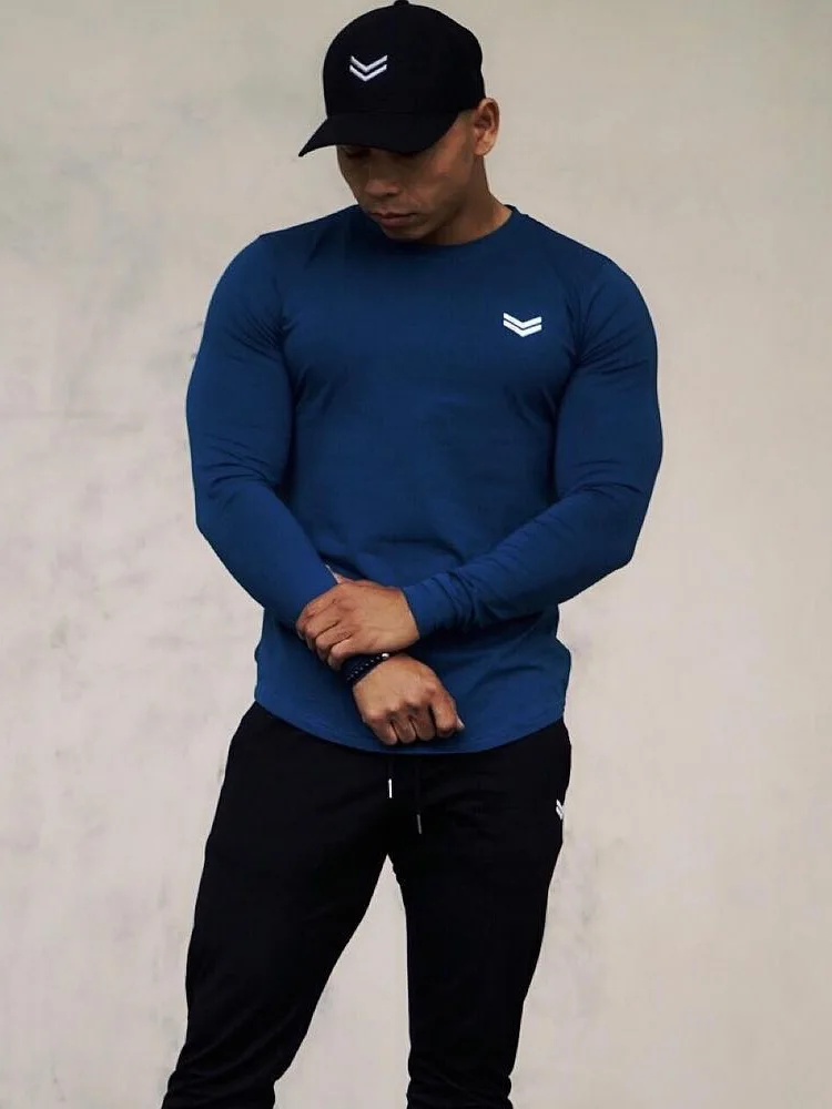 Long Sleeve Tshirt Men Solid Color Cotton T-shirt Bodybuilding Underwear Shirts Spring Jogger Sports Muscle Exercise 3XL