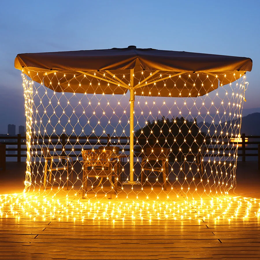 BEIAIDI – guirlande lumineuse à 580 LED 10x1m, filet en maille, pour noël, fête, mariage, fenêtre, rideau, glaçons