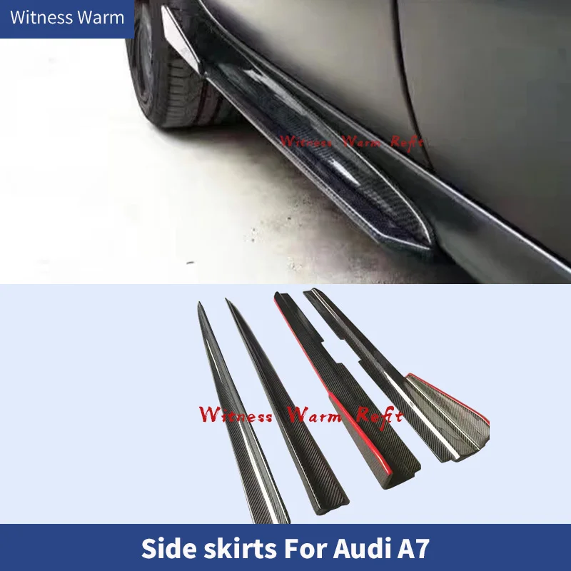 Frp Carbon Fiber Auto Car Body Kits Side Skirts Extension Lip Apron for Audi A7 2012 2013 2014 2015