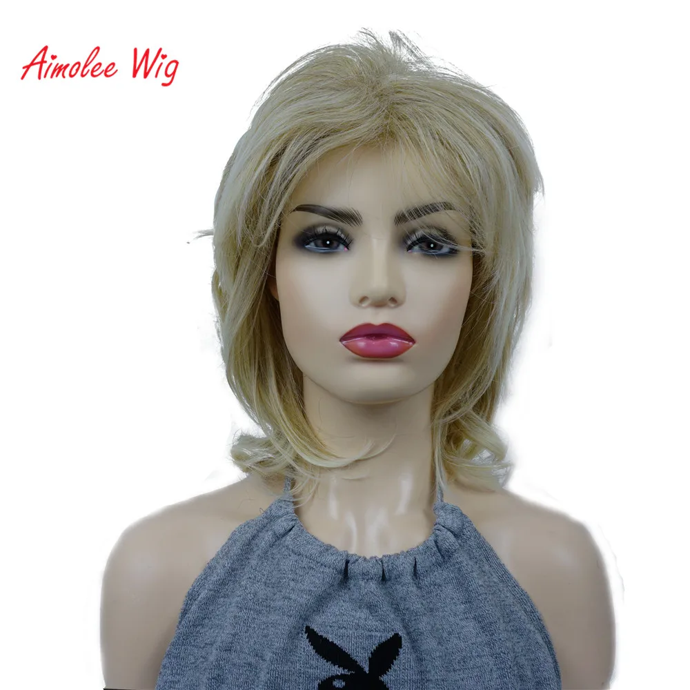 Aimolee Synthetic Wigs for Women Natural Curly Hair Blonde Medium Layered Capless Wigs