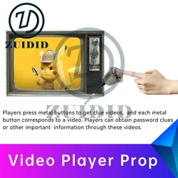 ZUIDID escape room Video Player Prop press metal buttons to get clue videos secret room escape game