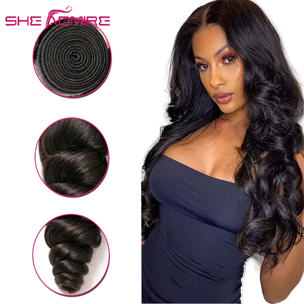 

Loose Wave Human Hair Weave She Admire Long 32 34 36 38 40 Inch 1 Bundle Deal Sale Remy Natural Hair Extensions For Black Women