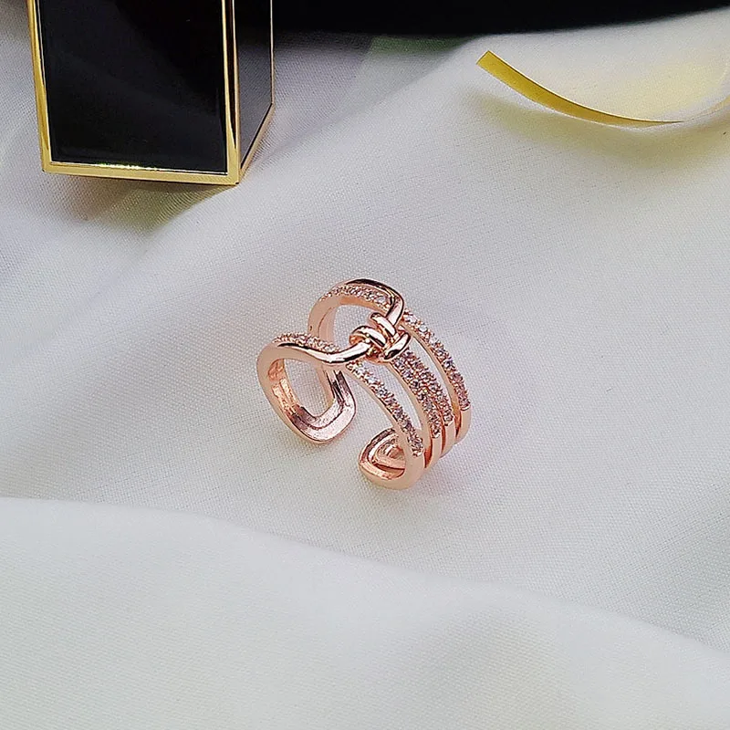 

Classic Design Goth Knot Opening Rings Korean Fashion Jewelry Party Girl's Luxurious Unusual Rings For Woman 2021 Accessories