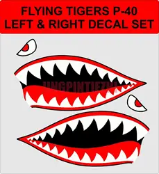 Personality Car Sticker Flying Tigers Shark Teeth P-40 Warhawk WW2 Vinyl Decal Stickers Car Decal Decoration Laptop