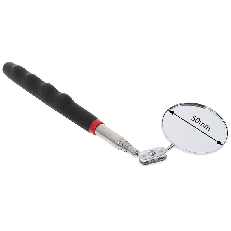 New 1Pc 50Mm Car Telescopic Detection Lens Inspection Round Mirror 360 Repair Tool Stainless Steel