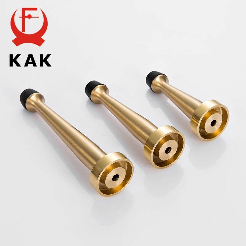 KAK Brass Door Stopper Bathroom Door Stop Heavy Duty Floor Wall Mount Bumper Non-magnetic Door Holder Catch Door Hardware