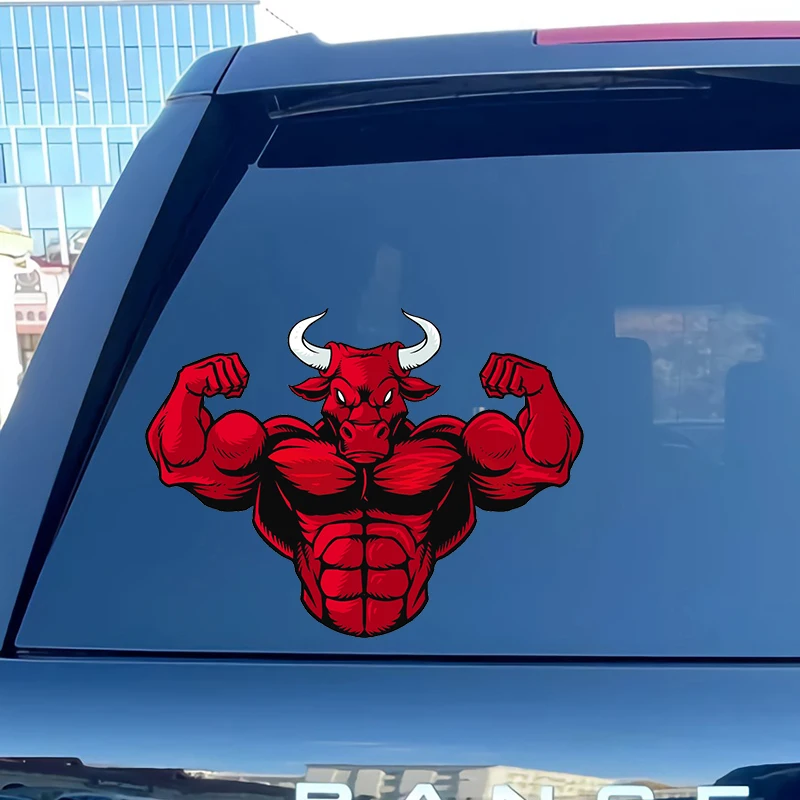 S52418# Funny Angry Bull Muscle Sticker 13CM/17CM Personality Stickers Vinyl Decal Waterproof Car Sticker on Motorcycle Laptop