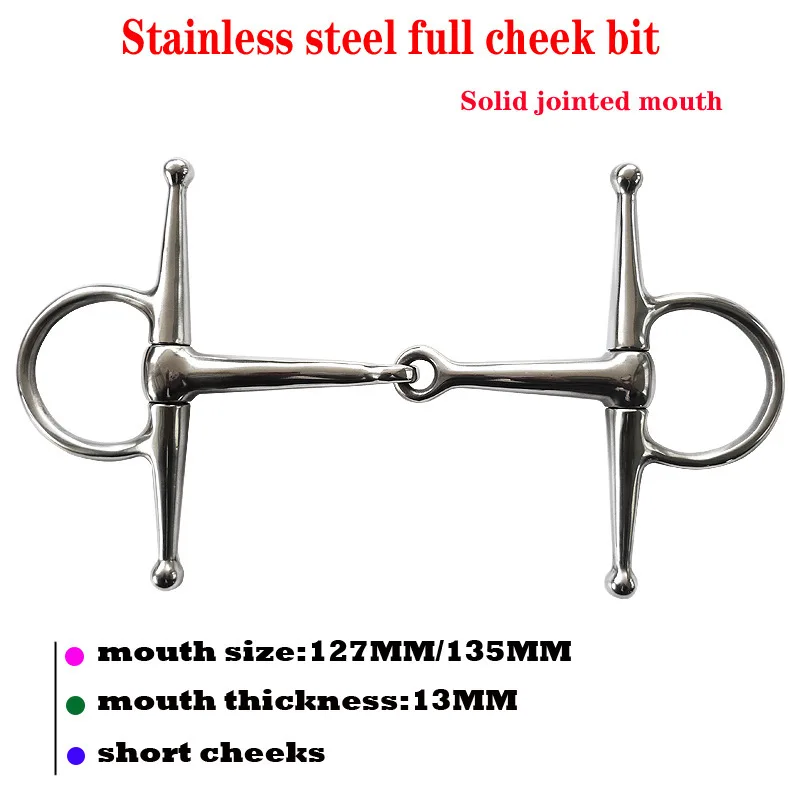 Full Cheek Stainless Steel Equestrian Flexible D Ring Loose Ring Horse Snaffle Bit Solid Jointed Mouth