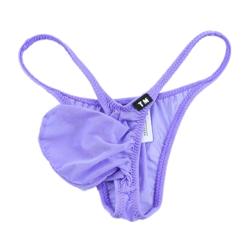 Big Bag bielizna męska majtki Gay męskie Bikini Super miękki krótki lodowy jedwab sakiewka na penisa męskie seksowne bielizna Jockstrap majtki