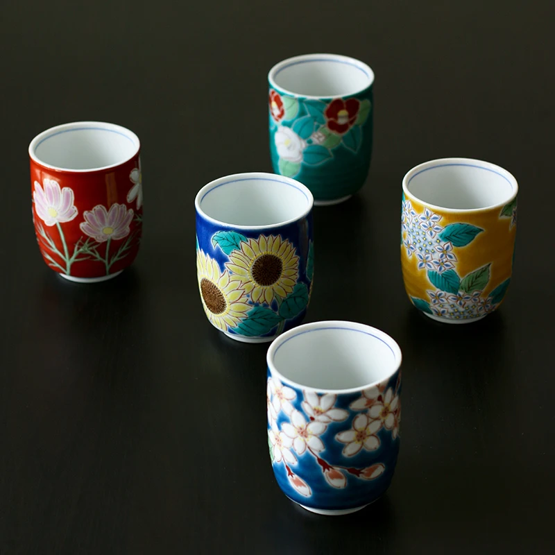 

nine valley burn imported from Japan four seasons flower soup up the cup of the flower of ceramic art pottery cup cup