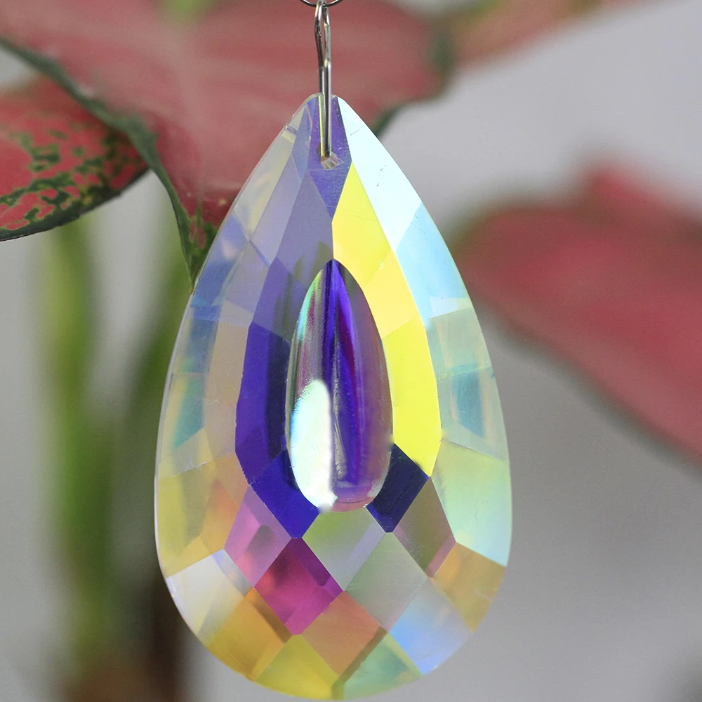 1 Piece 76mm AB Color Crystal Hanging Prism For Window Decoration Glass Chandelier Pendants Wedding Home Decor Accessories