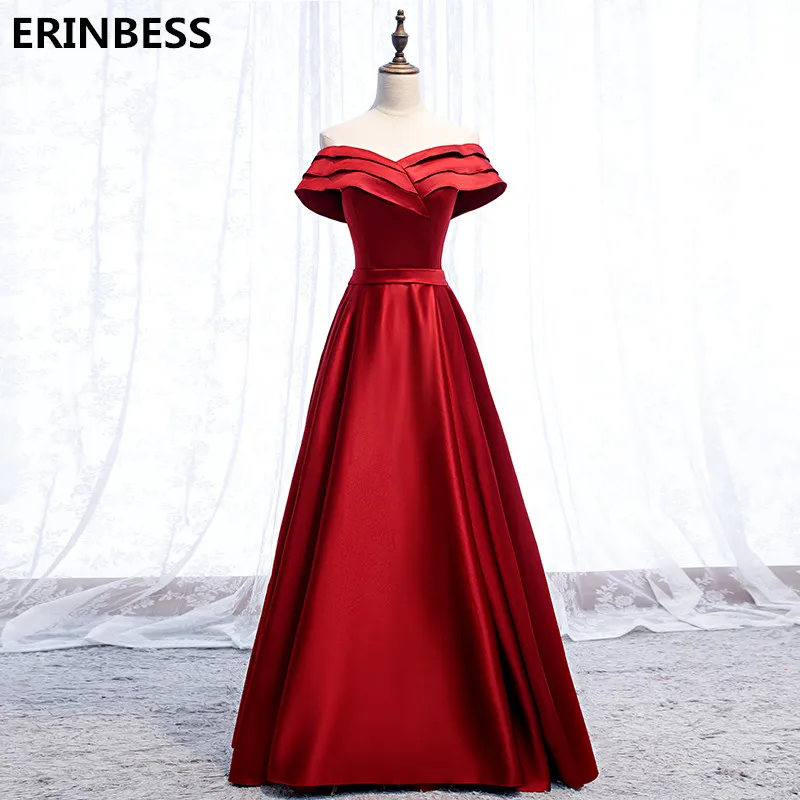 

2020 A-line Prom Dresses Fashion Burgundy Satin Evening Dresses Long Dress Party Dresses Prom Dress Lace Up Back Robe De Soiree
