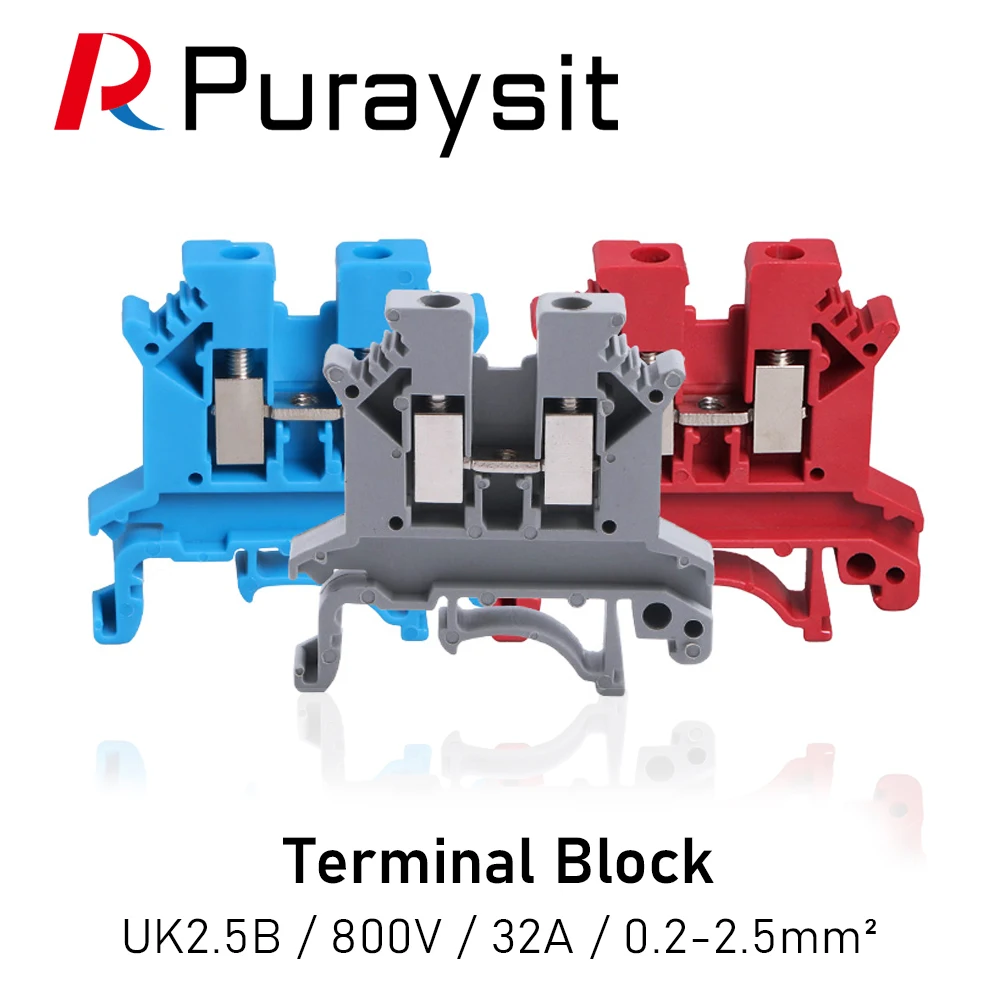 Din Rail Terminal Block UK-2.5B Wire Electrical Conductor Universal Connector Screw Connection Terminal Strip Block UK2.5