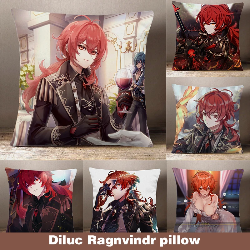 

Genshin Impact Cosplay Diluc Ragnvindr Dakimakura 2-Sided Printing Cartoons Pillow Game Peripheral Sofa Cushion Pillow Bedding