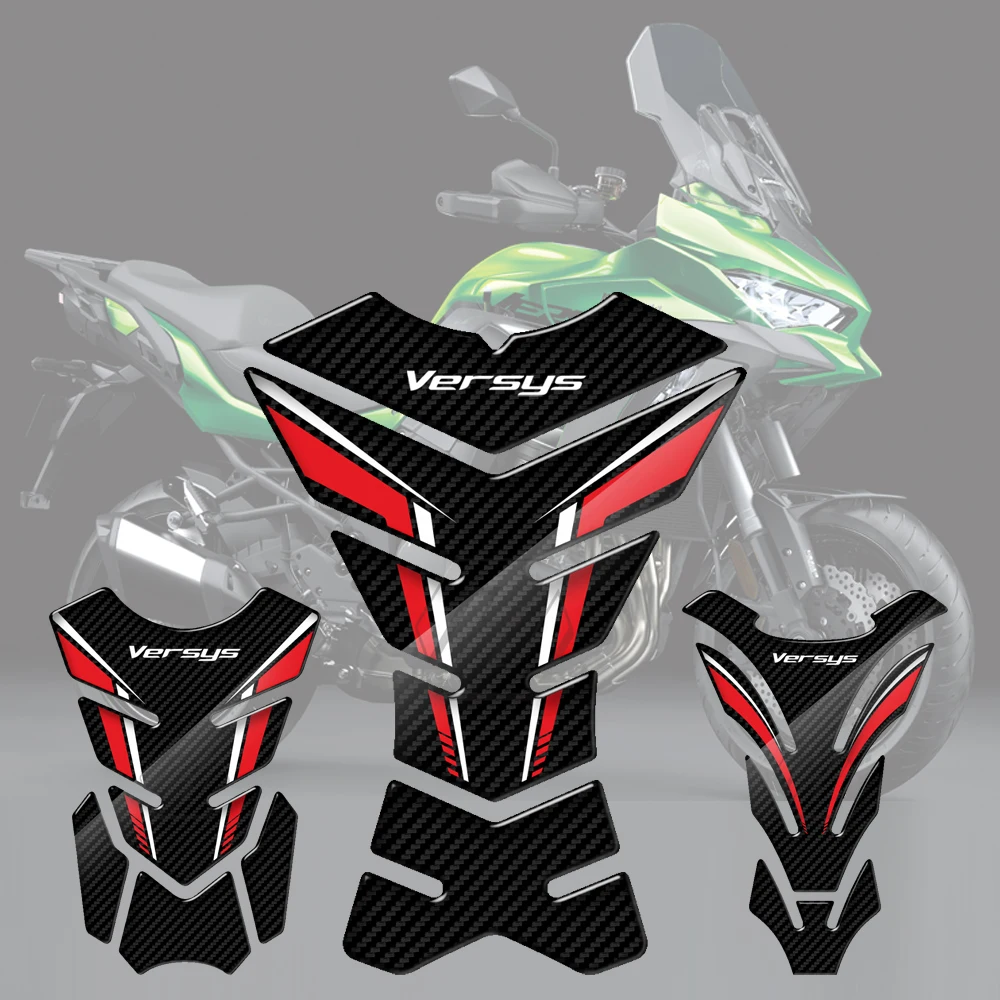 For Kawasaki Versys 650 1000 X300 Versys-X 3D Carbon-look Motorcycle Tank Pad Protector Sticker