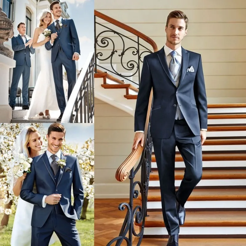 

Handsome Grooms Tuxedos Peaked Lapel Slim Fit Suits 2 Pieces Set (Jacket + Pants ) Party Wedding Prom Marriage Coat