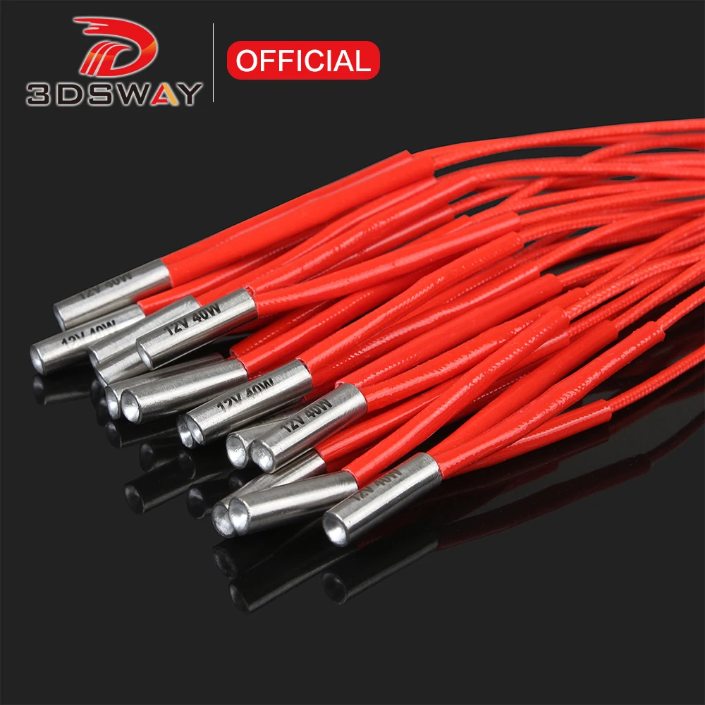 3DSWAY części drukarki 3D 12 V/24 V 40 W/70 W rura grzewcza ceramiczny grzejnik kasetowy rura grzewcza 6*20mm 1 M/2 M akcesoria do drukarek 3D