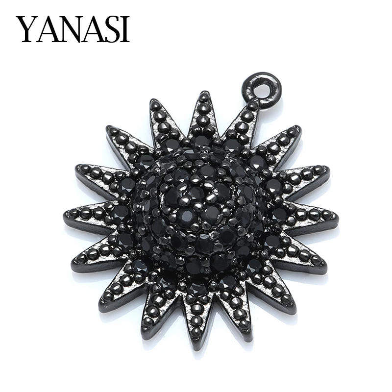 Black Sun Flower Charms Pendants Accessories for Man Woman Earrings Jewelry Making Jewelry Findings
