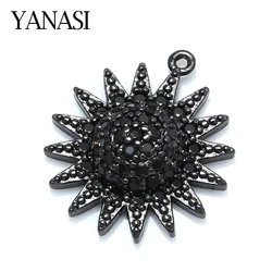 Black Sun Flower Charms Pendants Accessories for Man Woman Earrings Jewelry Making Jewelry Findings