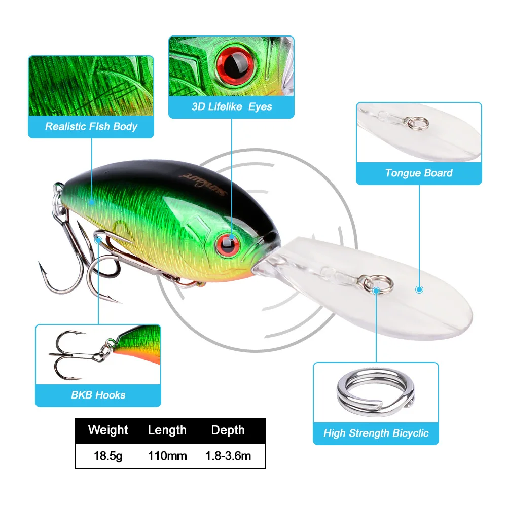 Japan Top Fish Mini Crank Bait Trolling Fishing Lure for Pike Trout Bass Lure Artificial  Hard Bait Fishing Wobbler 110mm 18.5g