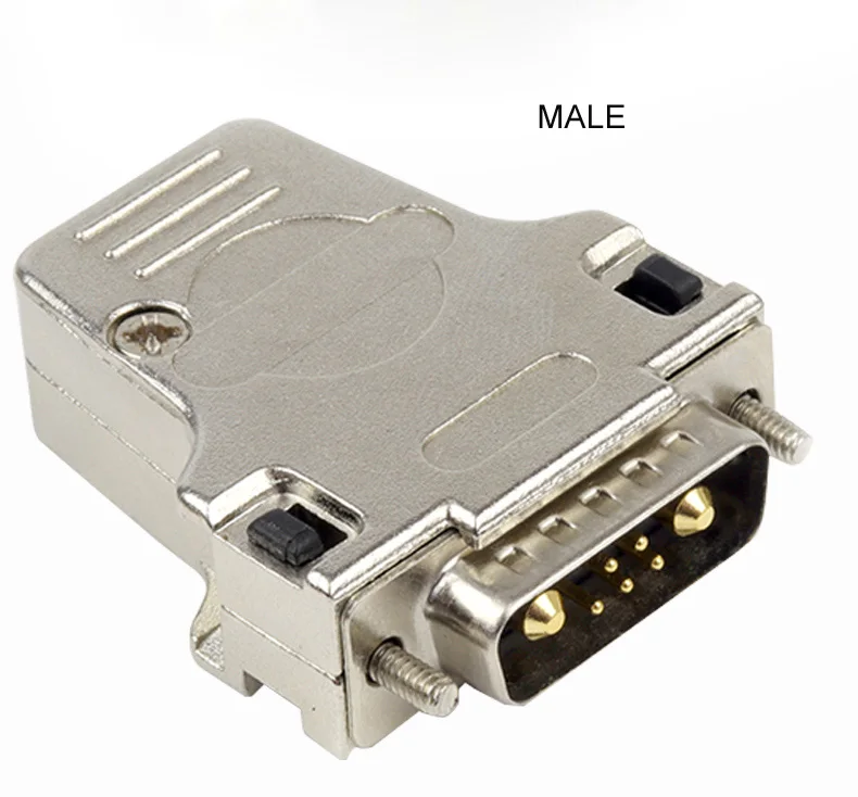 3u banhado a ouro 7w2 cabeça de solda 20a 40a grande corrente DB7-pin conector macho fêmea puro cobre d-tipo plug com cobertura de metal