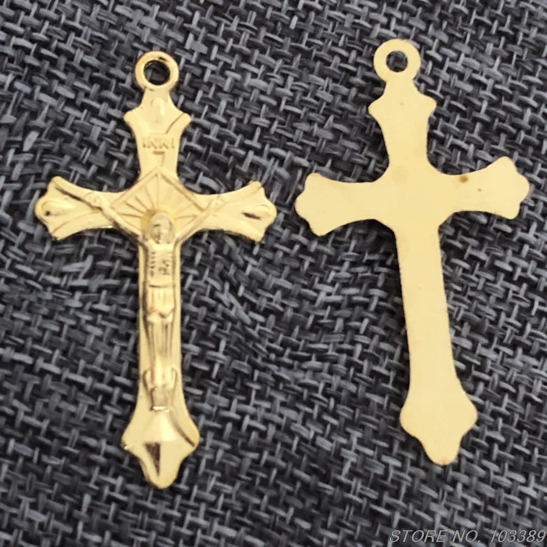 Free shipping 80pcs/pack cheap one hole alloy rosary cross italy cross,religious alloy cross,crucifix,golden cross special offer