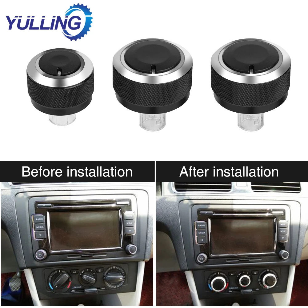 YULLING 3 Pcs A/C Car Styling Air Condition Panel Control Switch Knob For VW Passat B6 Jetta Bora Golf Mk5