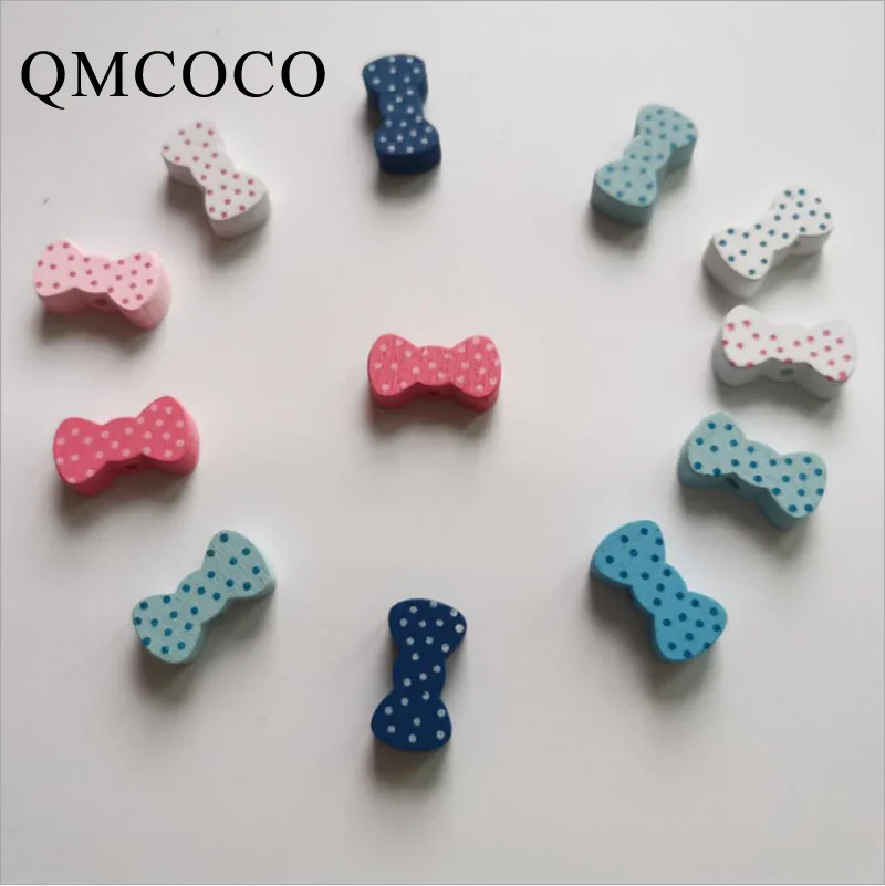 

50Pcs Colorful Bow-Knot Shape Wooden Beads Children's Educational DIY Crafts Handmade Decorations Baby Toys Accessories