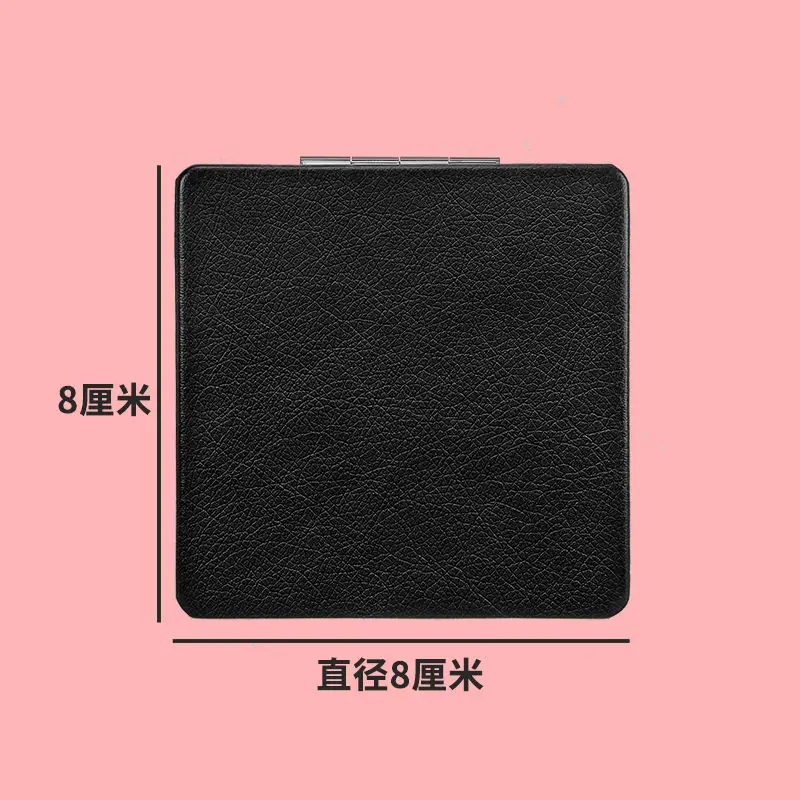 Folding Mirror 2-sides Portable Solid Round Square PU Compact Mirror Handheld Simple Design Mini Makeup Mirror Magnifying Travel