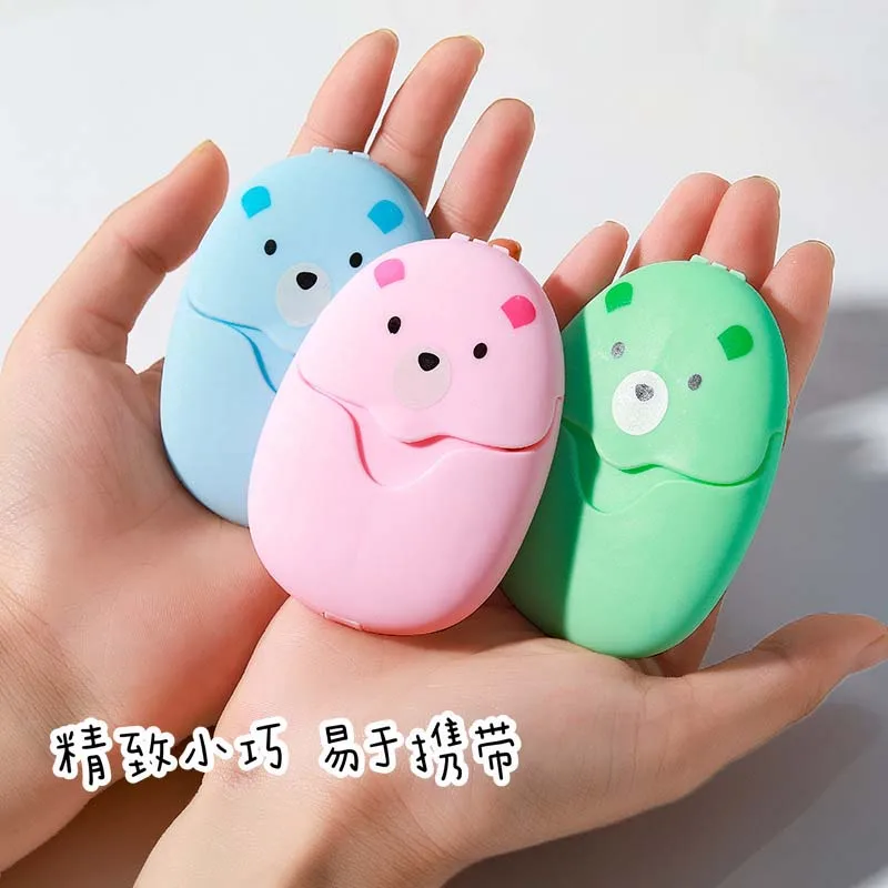 New 50pcs/box Cute Travel Disposable Boxed Soap Paper Portable Hand Washing Box Scented Slice Sheets Mini Soap Paper