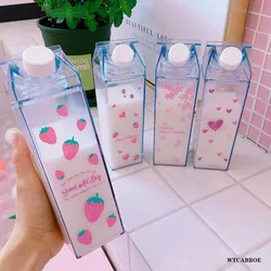 1000ML Drink Creative Cute Plastic Clear Milk 1L Water Bottle Transparent Milk Juice Water Cup For Girls BPA Free 500ml Bottles