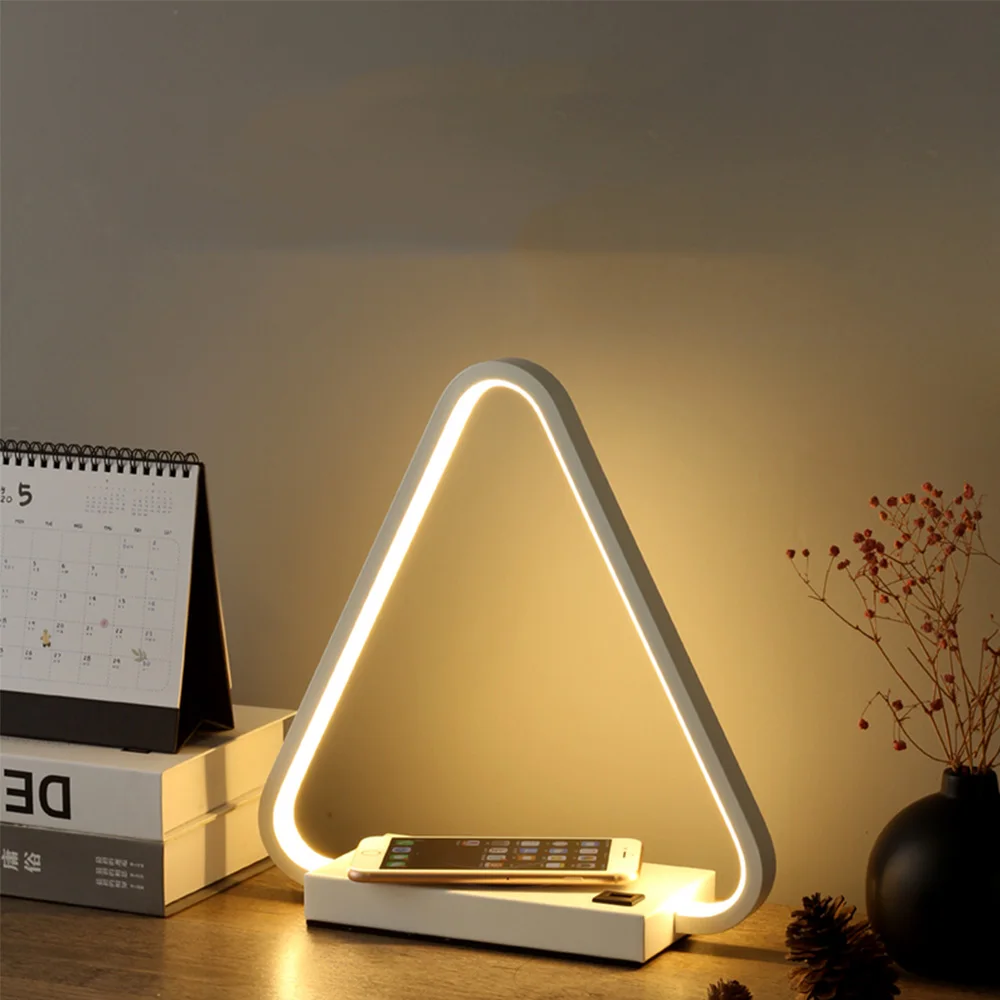 Nordic Home Decoration Bedside Table Lamp Desk Lamps With 5V 2A Fast Wireless USB Charging Bedroom Sleep LED Lamps Night Lights